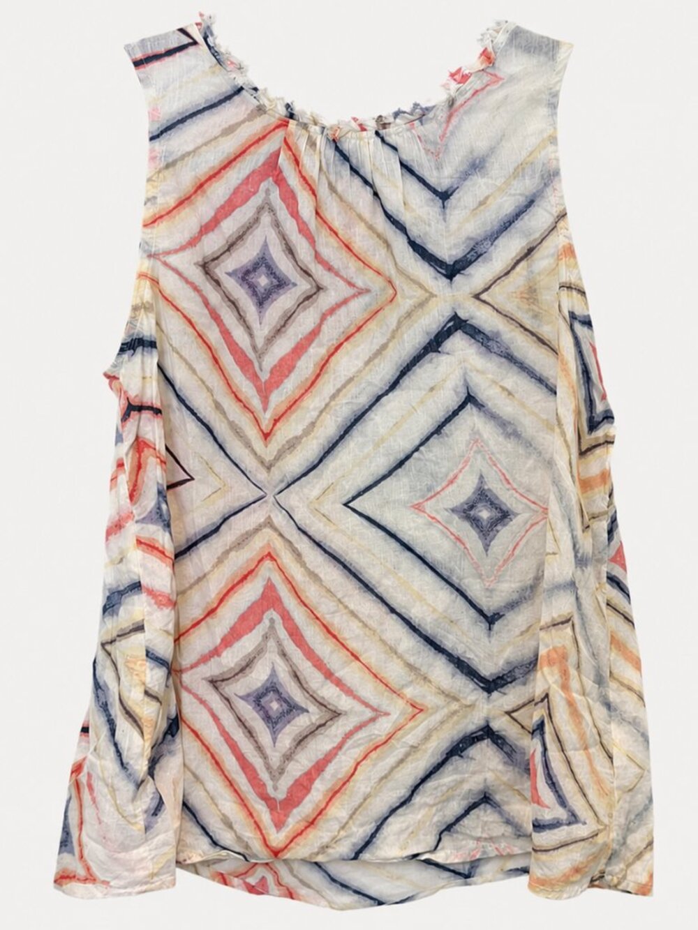 Old Navy Kaleidoscope Raw Edge Cold Shoulder Top Small